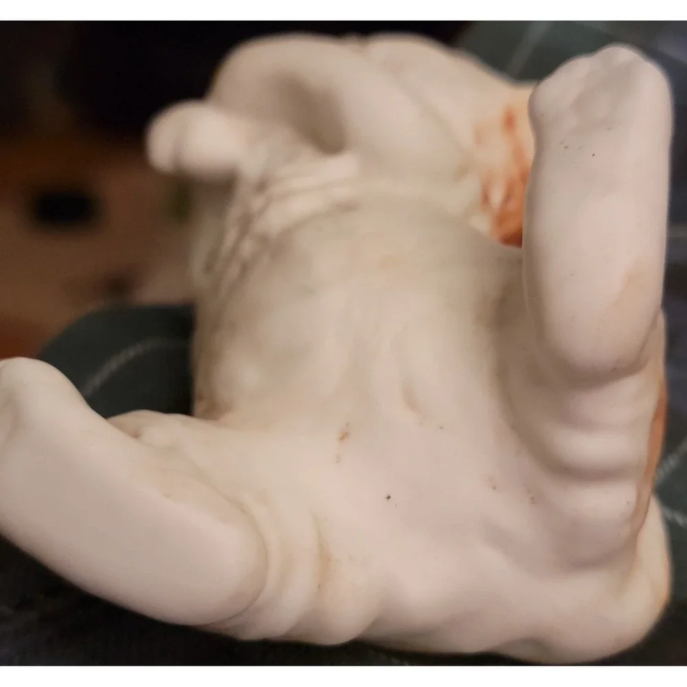 Enesco 1984 White Brown Cat Lounging Lying Adorable Porcelain Figurine